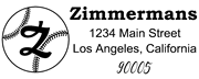 Baseball Outline Script Letter Z Monogram Stamp Sample